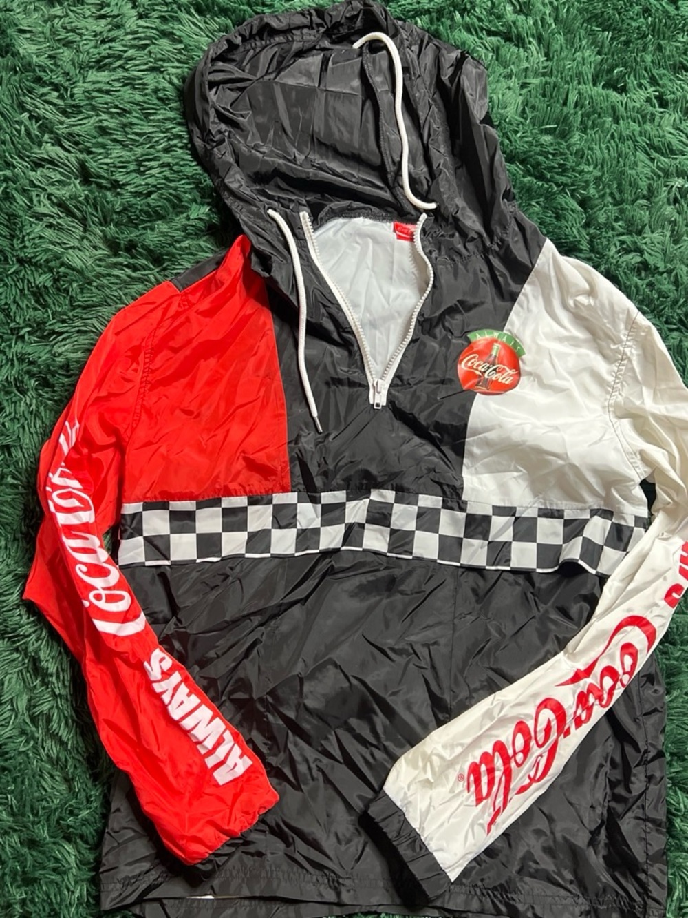 Coca Cola Black, Red & White Hooded Colorblock Windbreaker